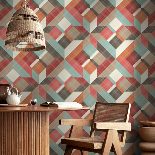 Removable Wallpaper Scandinavian Wallpaper Colorful Geometric Wallpaper Peel and Stick Wallpaper Wall Paper - B259