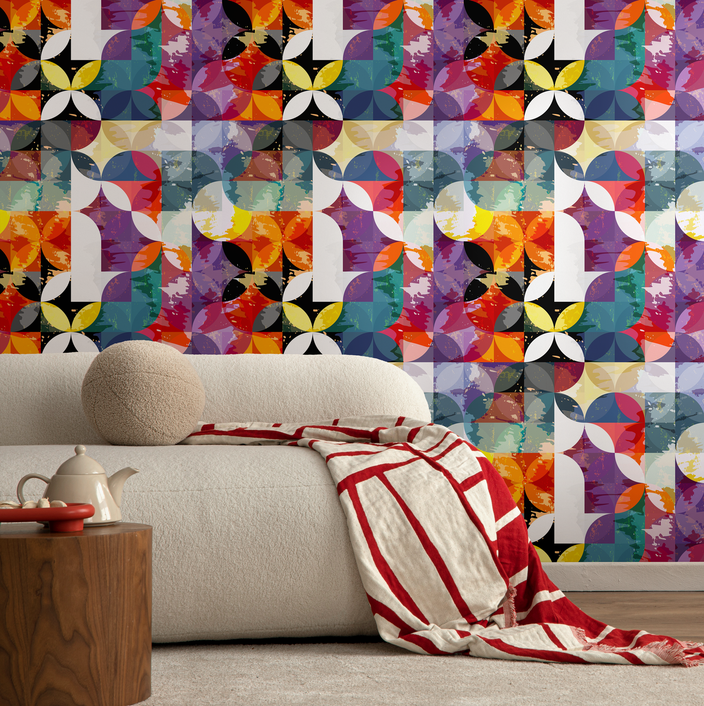 Removable Wallpaper Scandinavian Wallpaper Wallpaper Peel and Stick Wallpaper Wall Paper Colorful Geometric Wallpaper - B265