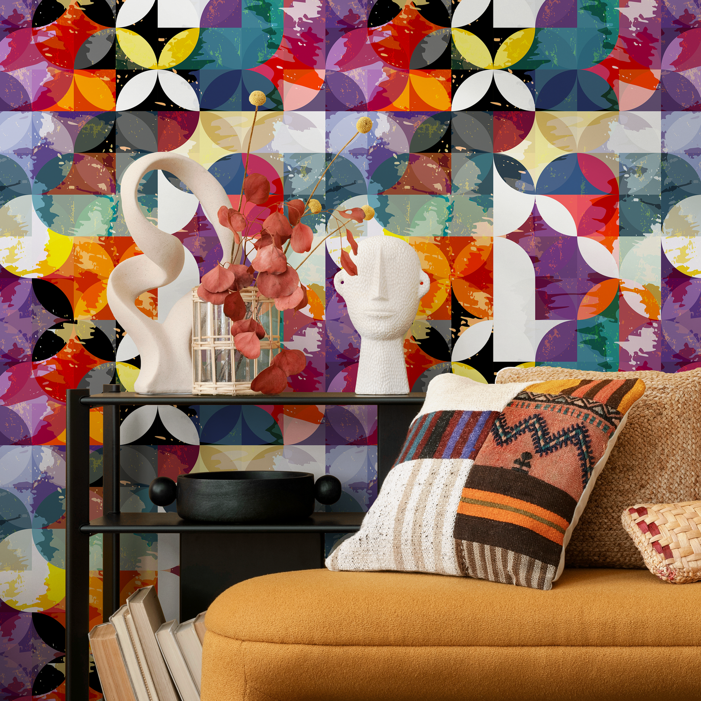 Removable Wallpaper Scandinavian Wallpaper Wallpaper Peel and Stick Wallpaper Wall Paper Colorful Geometric Wallpaper - B265