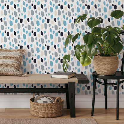 Removable Wallpaper Scandinavian Wallpaper  Wallpaper Peel and Stick Wallpaper Wall Paper Blue Spots - B282