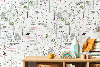 Removable Wallpaper Peel and Stick Wallpaper Wall Paper - Outline Woods Wallpaper - B290