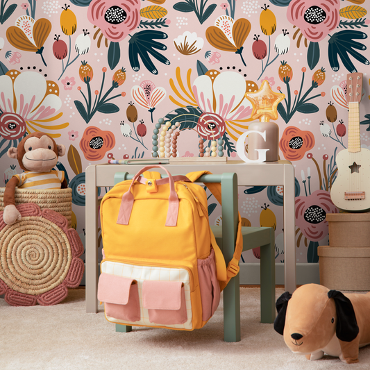 Flowers Removable Wallpaper Scandinavian Wallpaper Temporary Wallpaper Contemporary Wallpaper Peel and Stick Wallpaper - B303