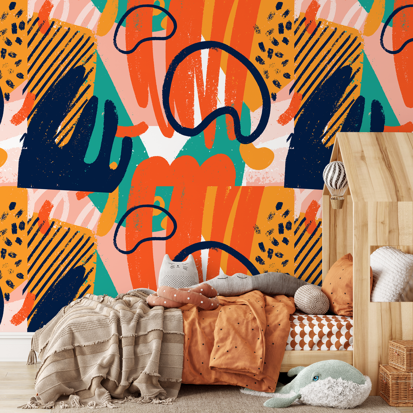 Removable Wallpaper Scandinavian Wallpaper Abstract Colorful Wallpaper Peel and Stick Wallpaper Wall Paper Mural - B306