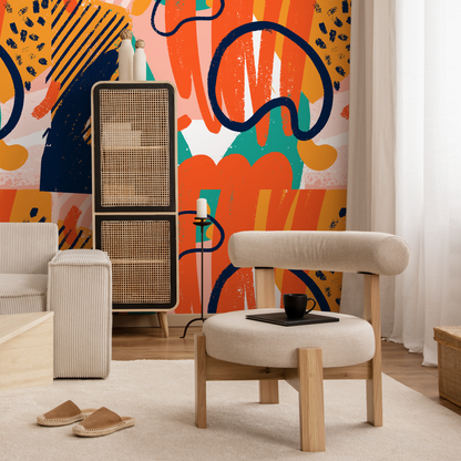 Removable Wallpaper Scandinavian Wallpaper Abstract Colorful Wallpaper Peel and Stick Wallpaper Wall Paper Mural - B306