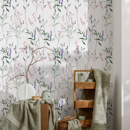 Wallpaper Peel and Stick Wallpaper Removable Wallpaper Home Decor Wall Art Wall Decor Room Decor /  Cute Flowers Wallpaper  - B315