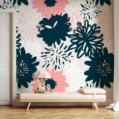 Hand Drawn Removable Wallpaper Scandinavian Wallpaper Temporary Wallpaper Contemporary Wallpaper Peel and Stick Wallpaper Wall Paper - B372