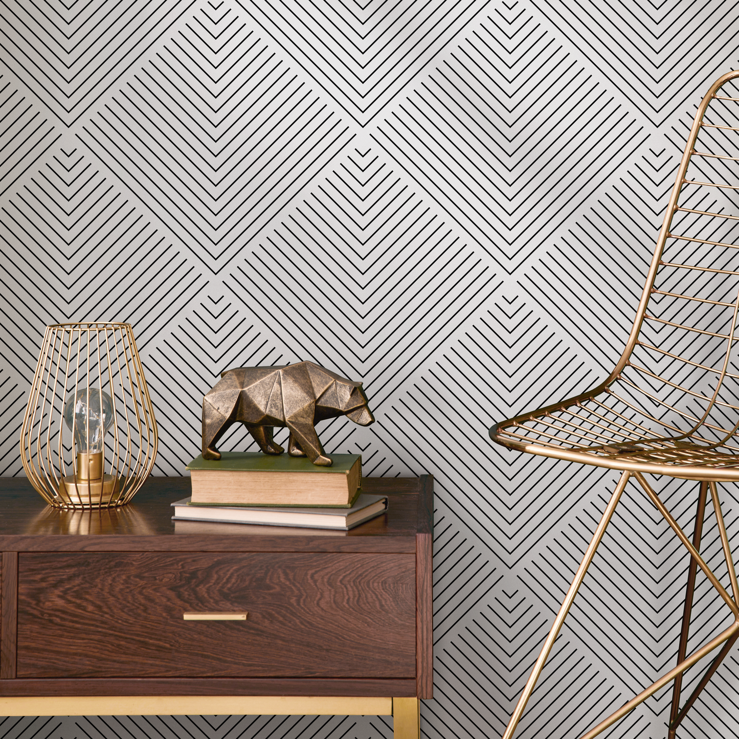 Black and White Geometric Removable Wallpaper Scandinavian Wallpaper Peel and Stick Wallpaper Wall Paper - B417