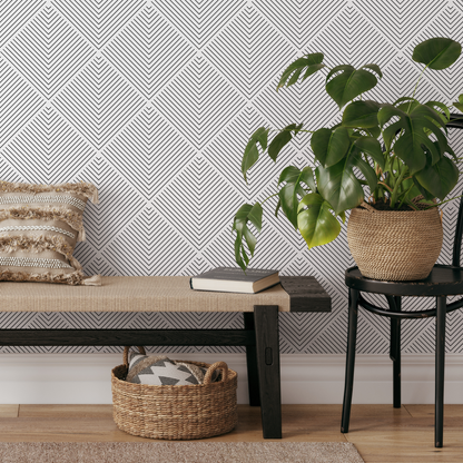 Black and White Geometric Removable Wallpaper Scandinavian Wallpaper Peel and Stick Wallpaper Wall Paper - B417