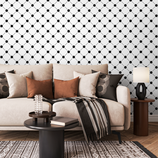 Black and White Geometric Removable Wallpaper Scandinavian Wallpaper Peel and Stick Wallpaper Wall Paper - B419