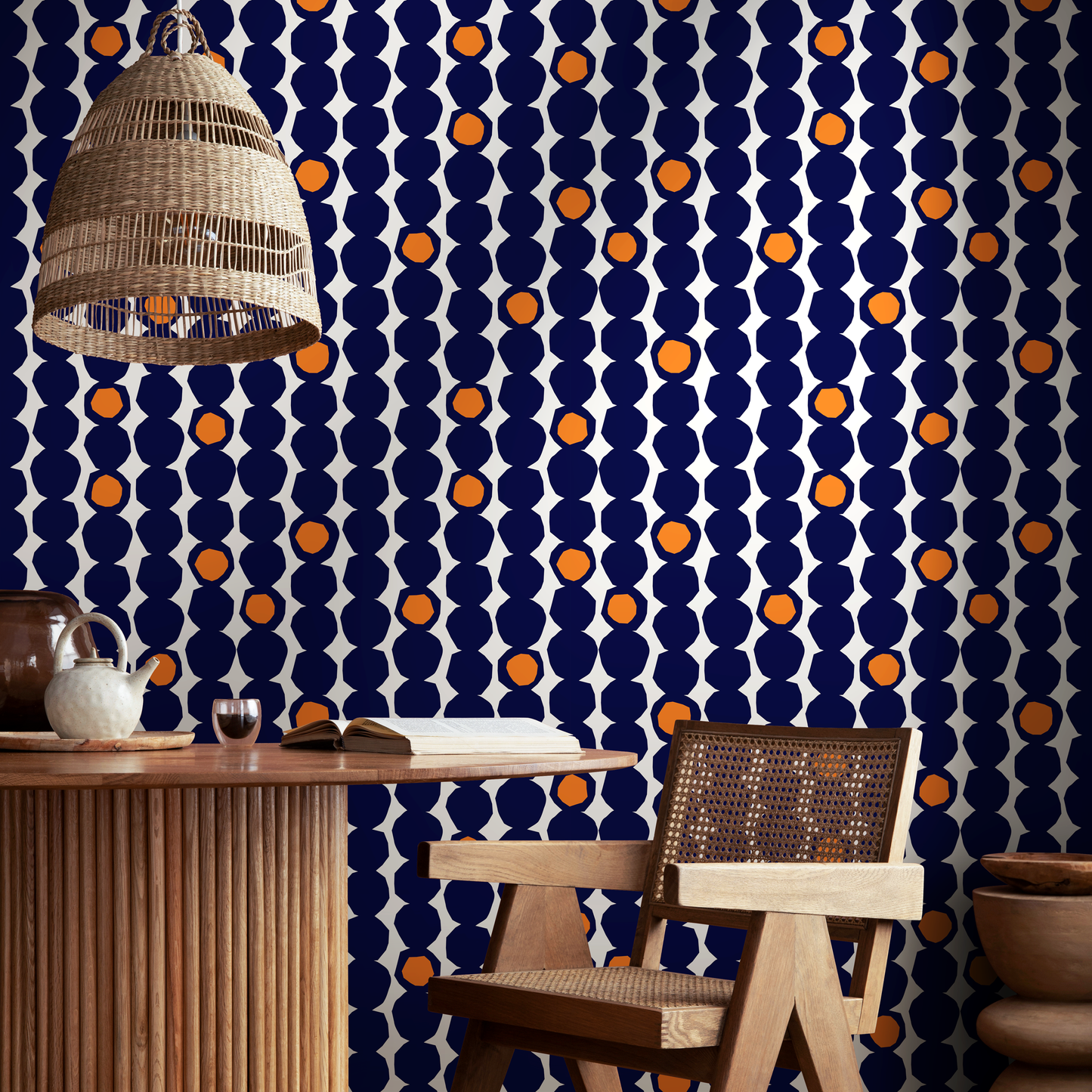 Wallpaper Peel and Stick Wallpaper Removable Wallpaper Home Decor Wall Art Wall Decor Room Decor / Navy Blue Dots Wallpaper - B434