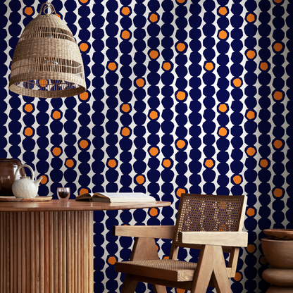 Wallpaper Peel and Stick Wallpaper Removable Wallpaper Home Decor Wall Art Wall Decor Room Decor / Navy Blue Dots Wallpaper - B434