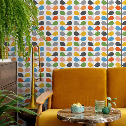 Geometric Retro Wallpaper, Removable Wallpaper, Geometric Pattern, Wall Paper Removable, Wallpaper  - B451