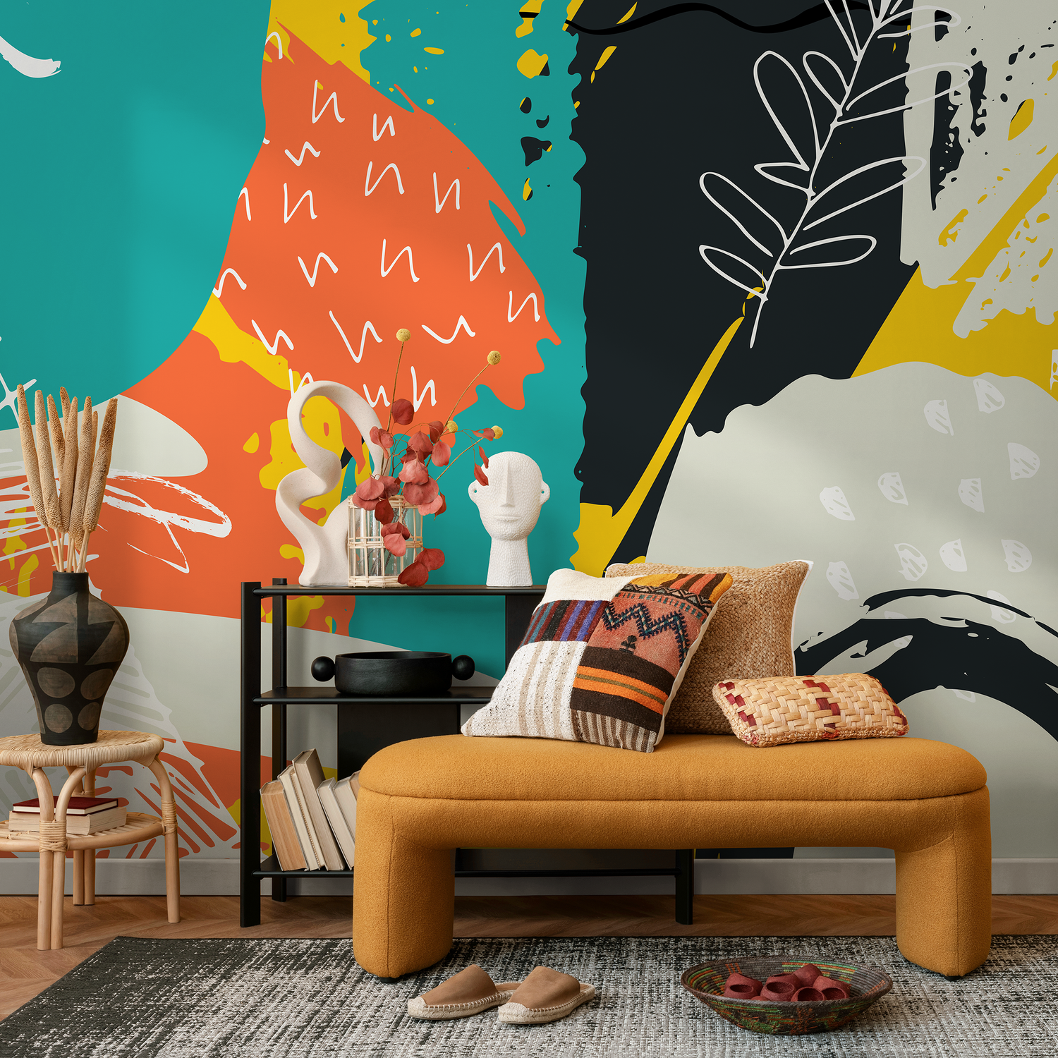 Papel pintado extraíble, papel pintado escandinavo, papel pintado con ondas, papel pintado autoadhesivo - B458