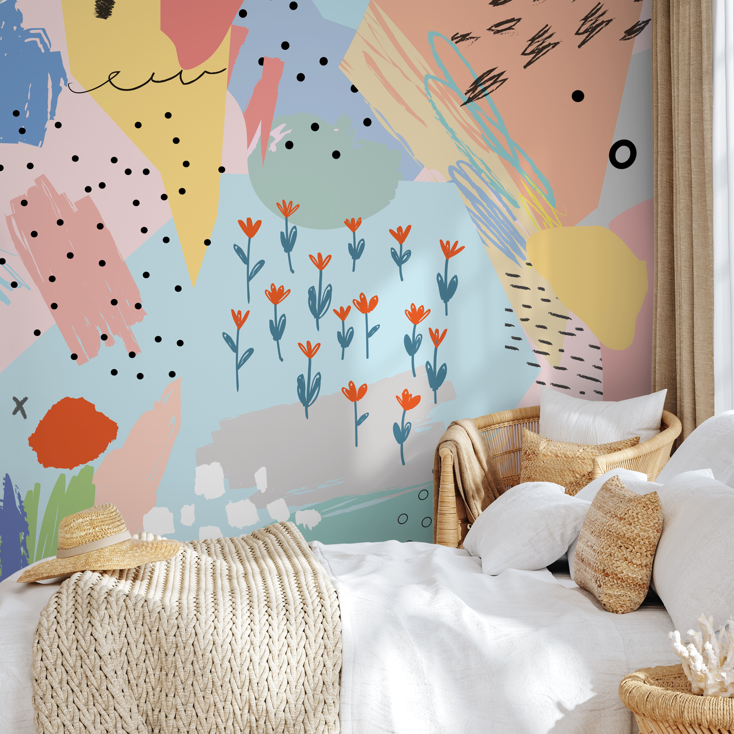 Removable Wallpaper Scandinavian Wallpaper Temporary Wall Paper Abstract Wallpaper Peel and Stick Wallpaper - AS1-B482