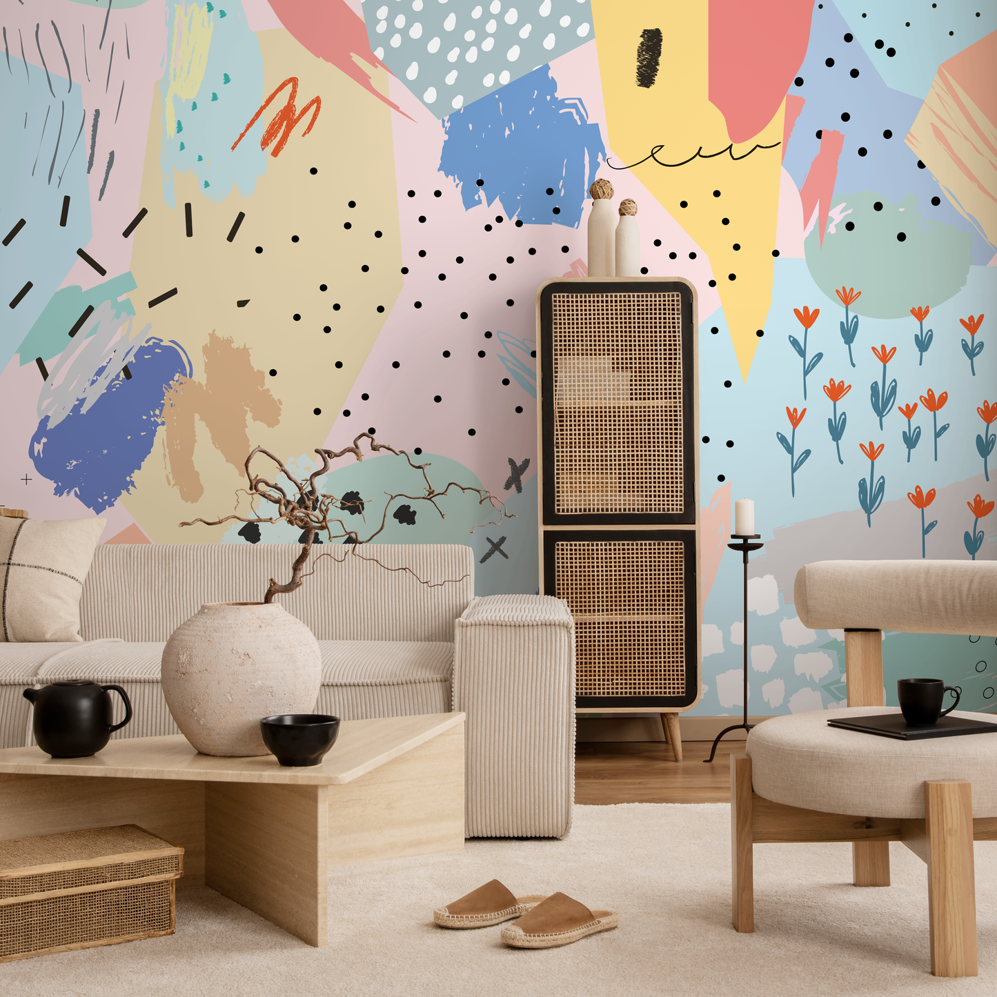 Removable Wallpaper Scandinavian Wallpaper Temporary Wall Paper Abstract Wallpaper Peel and Stick Wallpaper - AS1-B482