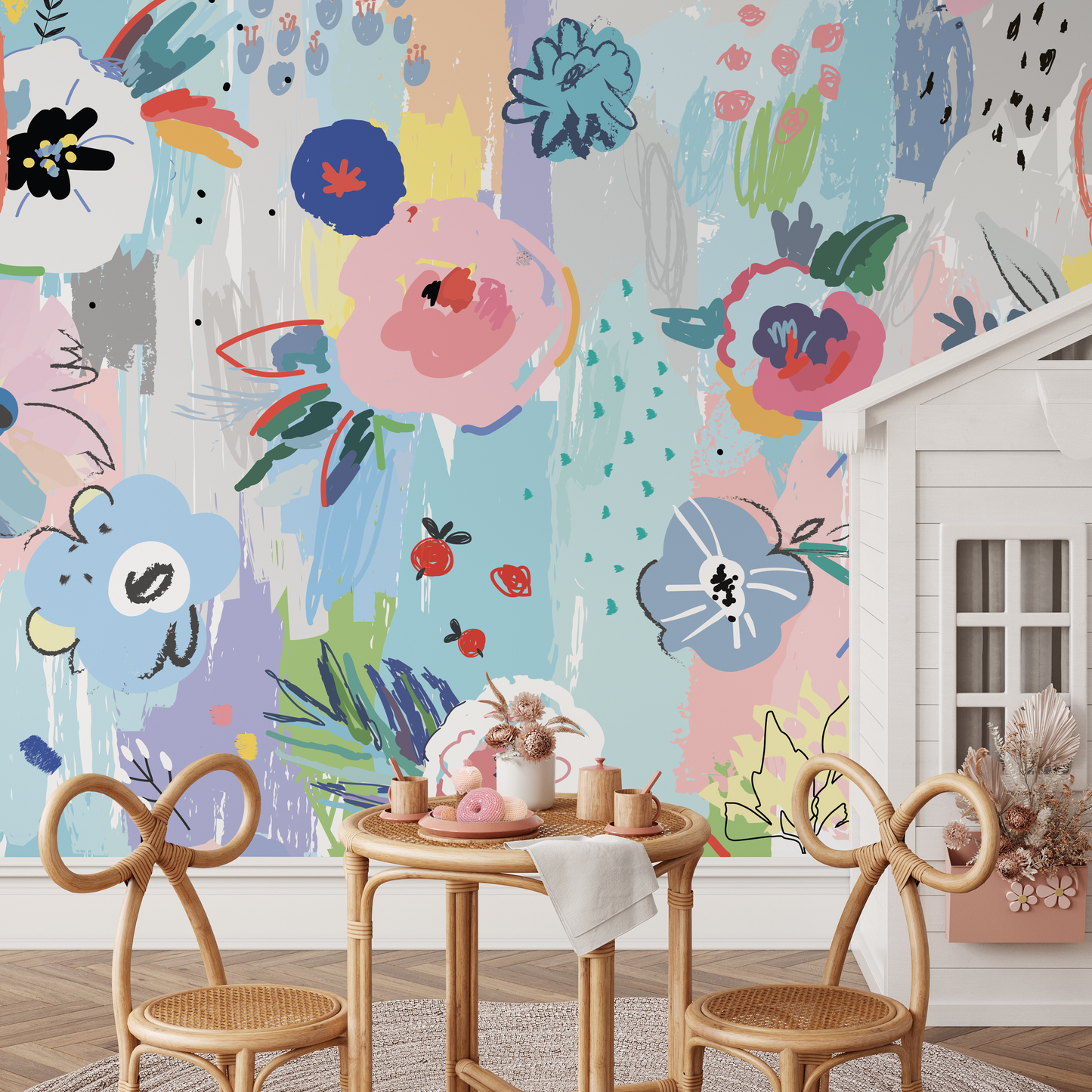 Removable Wallpaper Scandinavian Wallpaper Temporary Wallpaper Peel and Stick Wallpaper Colorful Wall Paper Mural - AS1-B483