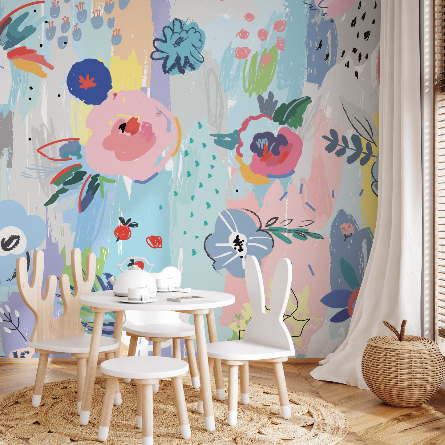 Removable Wallpaper Scandinavian Wallpaper Temporary Wallpaper Peel and Stick Wallpaper Colorful Wall Paper Mural - AS1-B483