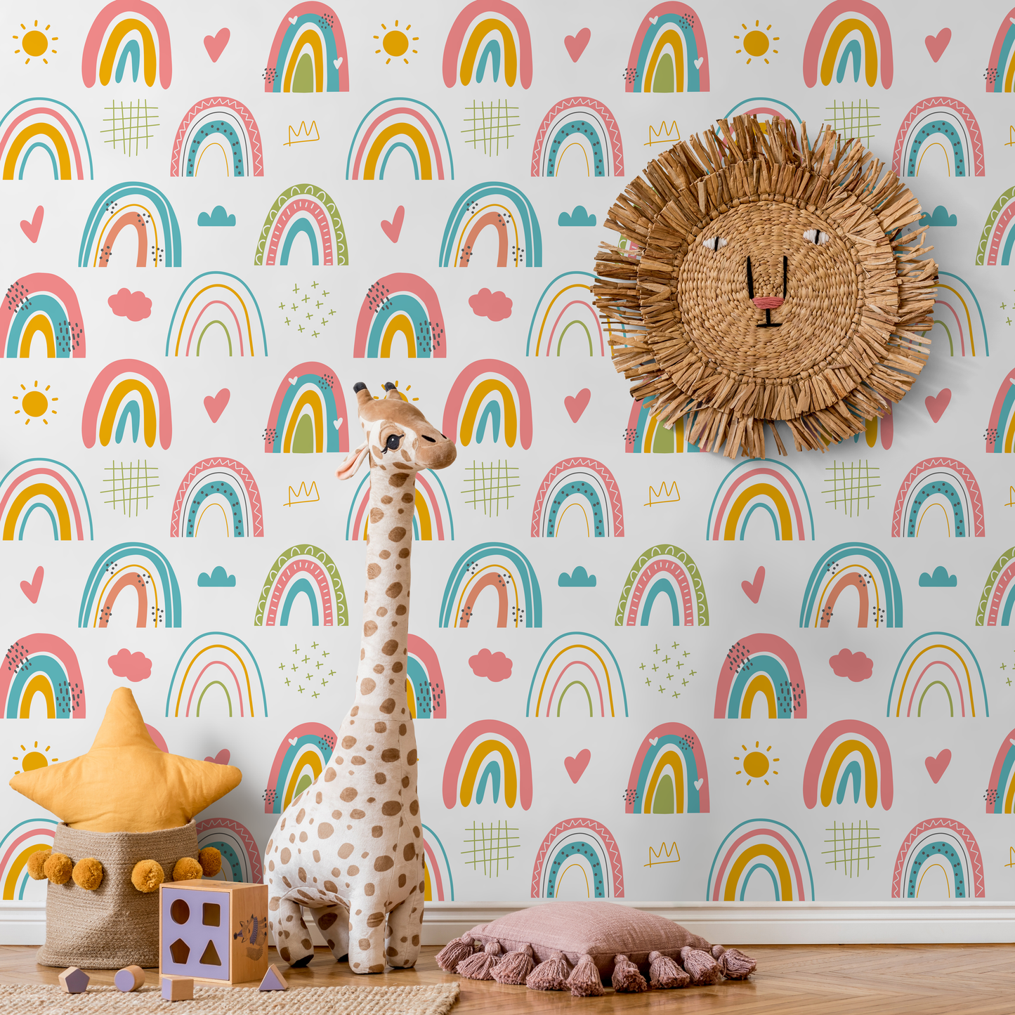 Removable Wallpaper Scandinavian Wallpaper Temporary Wallpaper Peel and Stick Wallpaper Colorful Wall Paper Mural - B487