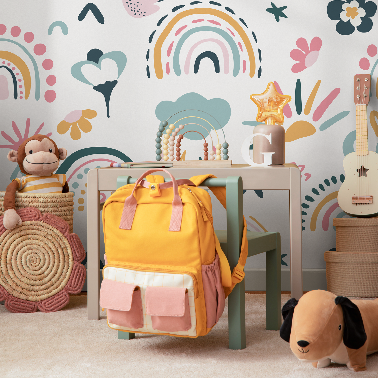 Papel pintado autoadhesivo, papel pintado extraíble, papel pintado escandinavo, papel pintado temporal, papel pintado infantil, mural de pared - B488