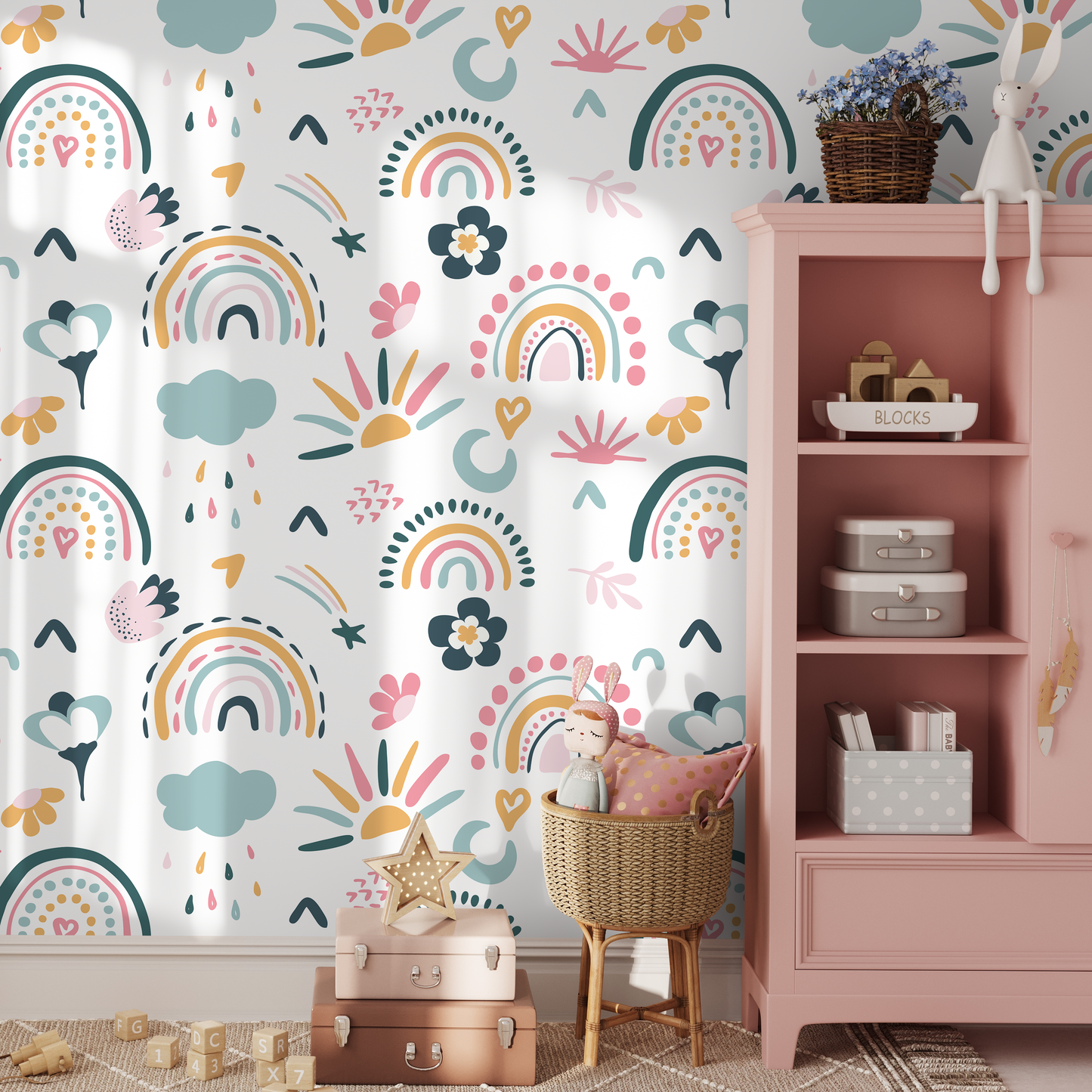 Peel and Stick Wallpaper Removable Wallpaper Scandinavian Wallpaper Temporary Wallpaper Kids Wallpaper Wall Mural - B488