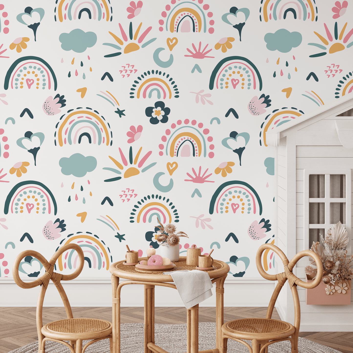 Peel and Stick Wallpaper Removable Wallpaper Scandinavian Wallpaper Temporary Wallpaper Kids Wallpaper Wall Mural - B488