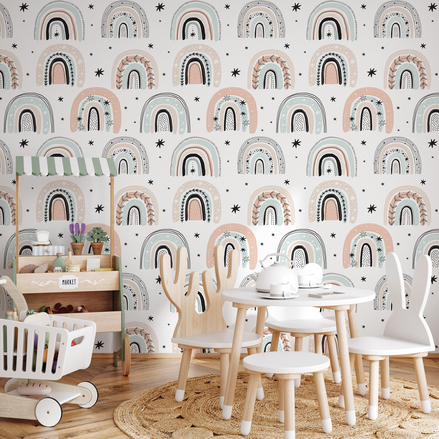 Peel and Stick Wallpaper Removable Wallpaper Scandinavian Wallpaper Temporary Wallpaper Minimalistic Wallpaper Kids Wall Mural - B491