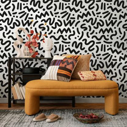 Removable Wallpaper Scandinavian Wallpaper Temporary Wallpaper Minimalistic Wallpaper Peel and Stick Black and White Wall Paper - AS1-B493