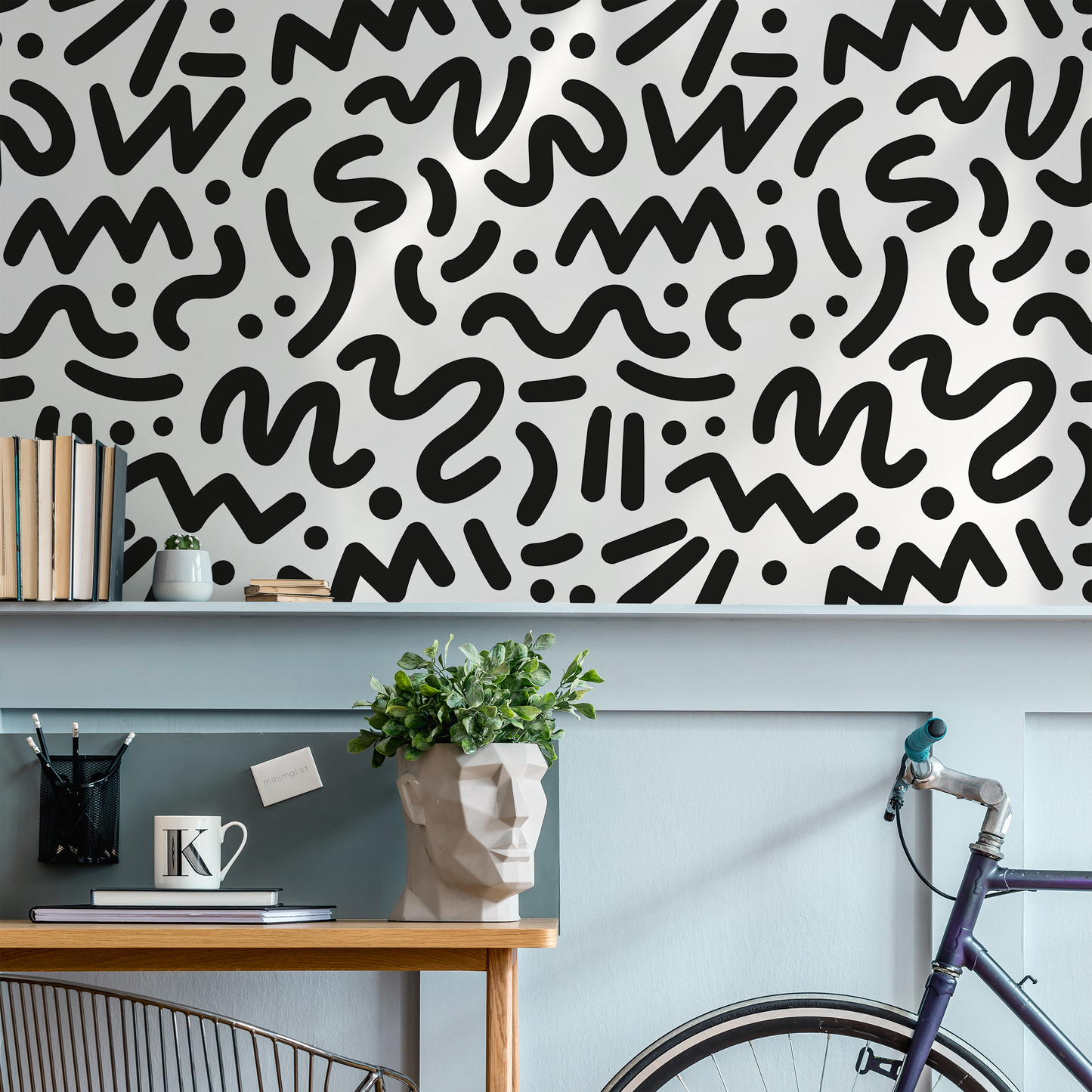 Removable Wallpaper Scandinavian Wallpaper Temporary Wallpaper Minimalistic Wallpaper Peel and Stick Black and White Wall Paper - AS1-B493