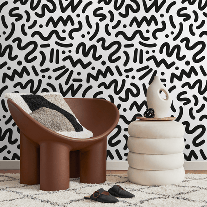 Removable Wallpaper Scandinavian Wallpaper Temporary Wallpaper Minimalistic Wallpaper Peel and Stick Black and White Wall Paper - AS1-B493