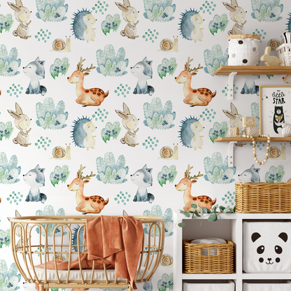 Temporary Wallpaper Nursery Decor Removable Wallpaper Peel and Stick Baby Wallpaper Wall Mural Cute Animals Wallpaper - B509