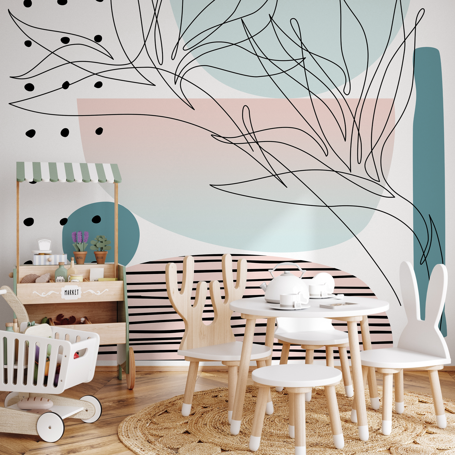 Papier peint autocollant amovible, décoration d'intérieur, art mural, décoration murale, décoration de chambre / Papier peint abstrait pastel - B511