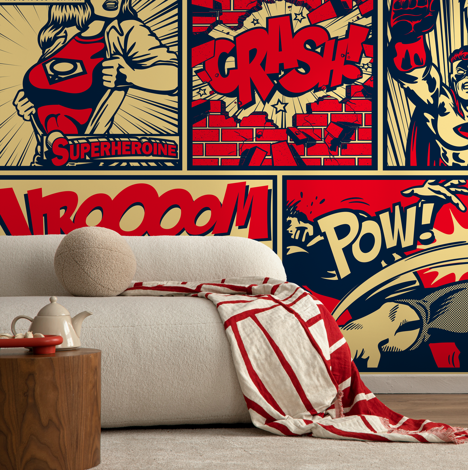 Papel pintado autoadhesivo, papel pintado extraíble, decoración del hogar, arte de pared, decoración de habitaciones, papel pintado de cómic pop art - B513