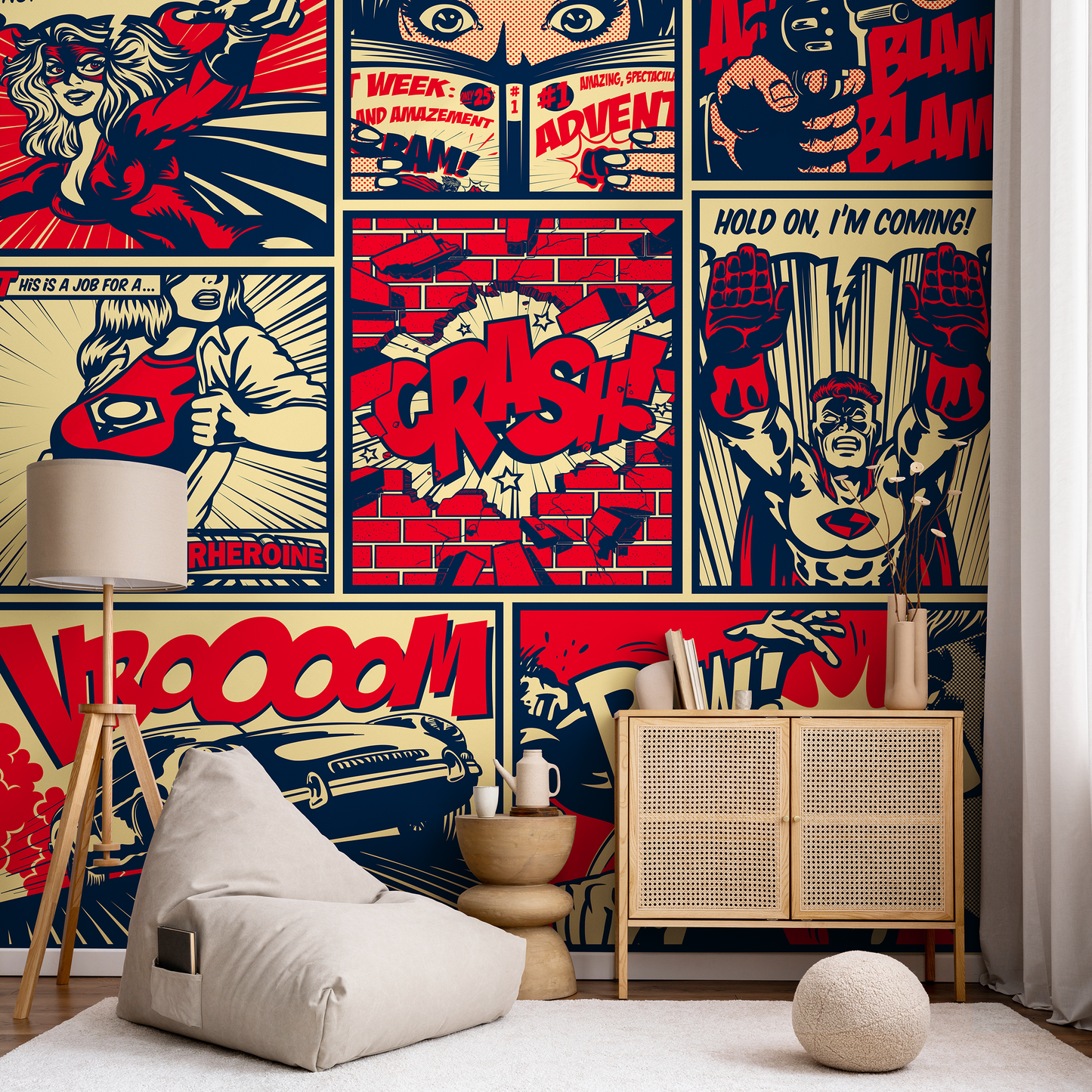 Wallpaper Peel and Stick Wallpaper Removable Wallpaper Home Decor Wall Art Wall Decor Room Decor / Pop Art Comic Wallpaper - B513