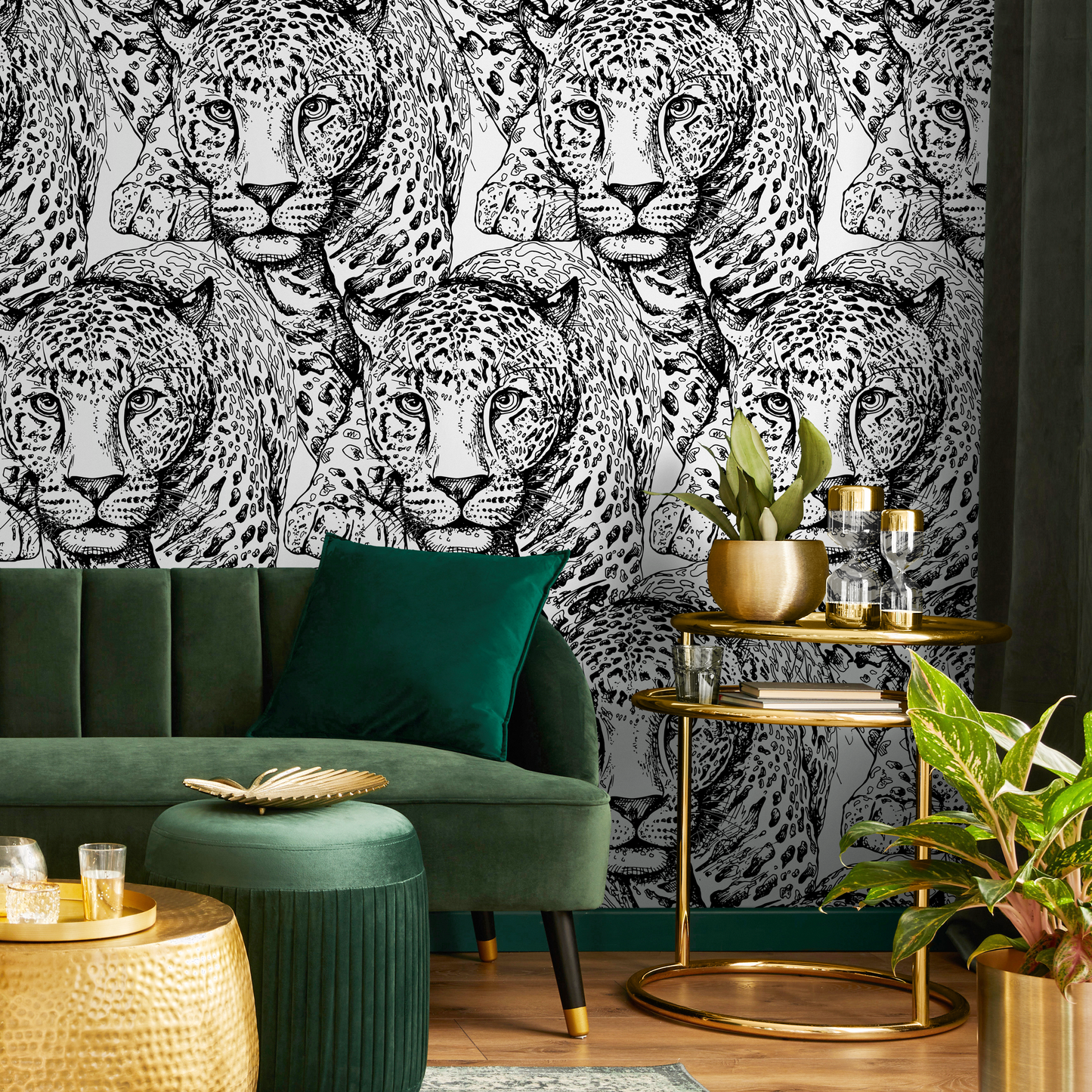 Wallpaper Peel and Stick Wallpaper Removable Wallpaper Home Decor Wall Art Wall Decor Room Decor / Black And White Jaguar Wallpaper - B525