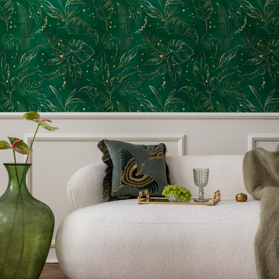 Green and Gold Leaf Wallpaper