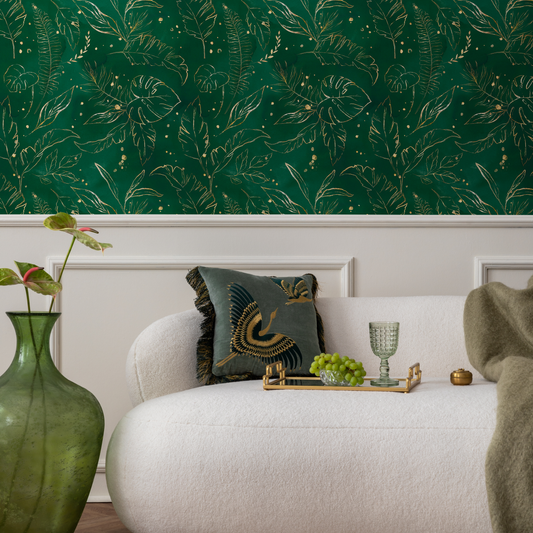 Wallpaper Peel and Stick Wallpaper Removable Wallpaper Home Decor Wall Art Wall Decor Room Decor / Green Tropical Leaf Wallpaper - B532