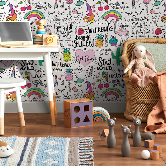 Wall Decor Wallpaper Peel and Stick Wallpaper Removable Wallpaper Home Decor Wall Art Room Decor / Colorful Kids Wallpaper - B543