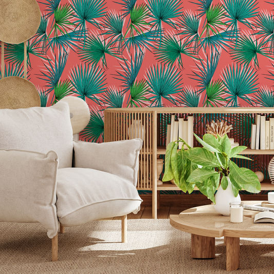 Wallpaper Peel and Stick Wallpaper Removable Wallpaper Home Decor Wall Art Wall Decor Room Decor / Tropical Leaves Wallpaper - B548