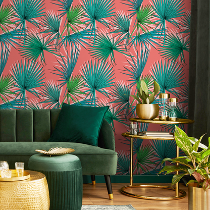 Wallpaper Peel and Stick Wallpaper Removable Wallpaper Home Decor Wall Art Wall Decor Room Decor / Tropical Leaves Wallpaper - B548