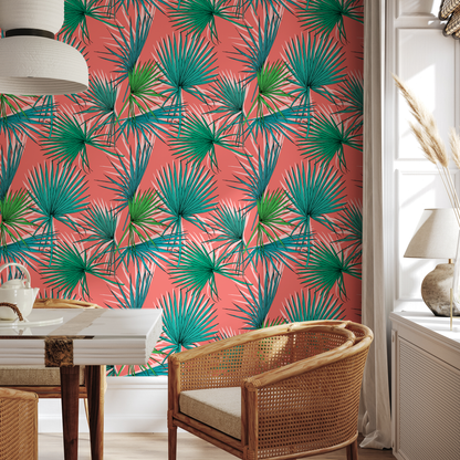 Wallpaper Peel and Stick Wallpaper Removable Wallpaper Home Decor Wall Art Wall Decor Room Decor / Tropical Leaves Wallpaper - B548