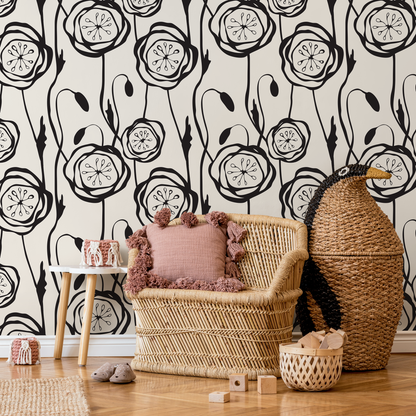 Wallpaper Peel and Stick Wallpaper Removable Wallpaper Home Decor Wall Art Wall Decor Room Decor / Unique Abstract Floral Wallpaper - B605