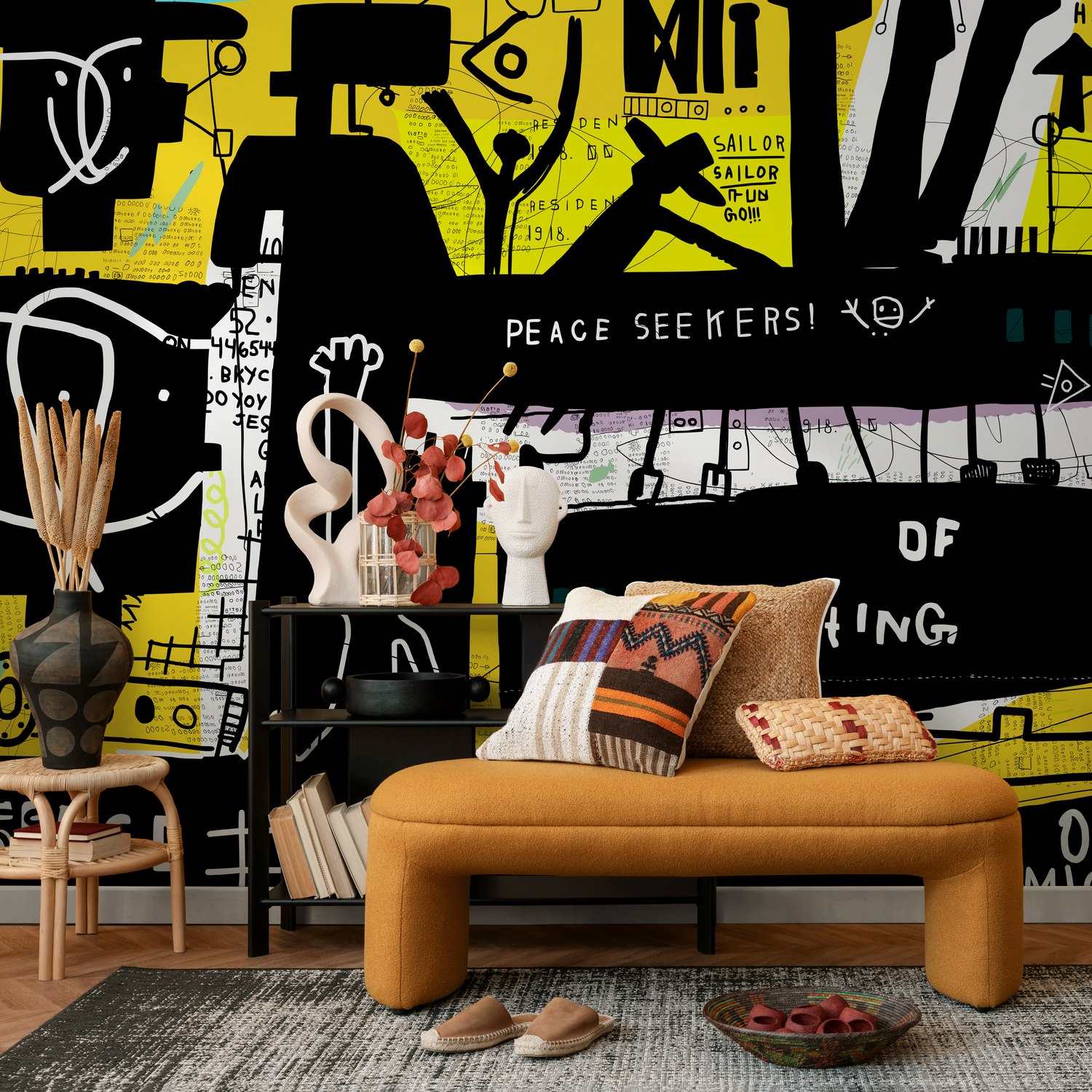 Papier peint décoratif mural, papier peint autocollant, papier peint amovible, décoration d'intérieur, art mural, décoration de chambre / collage, papier peint Street Art - B704