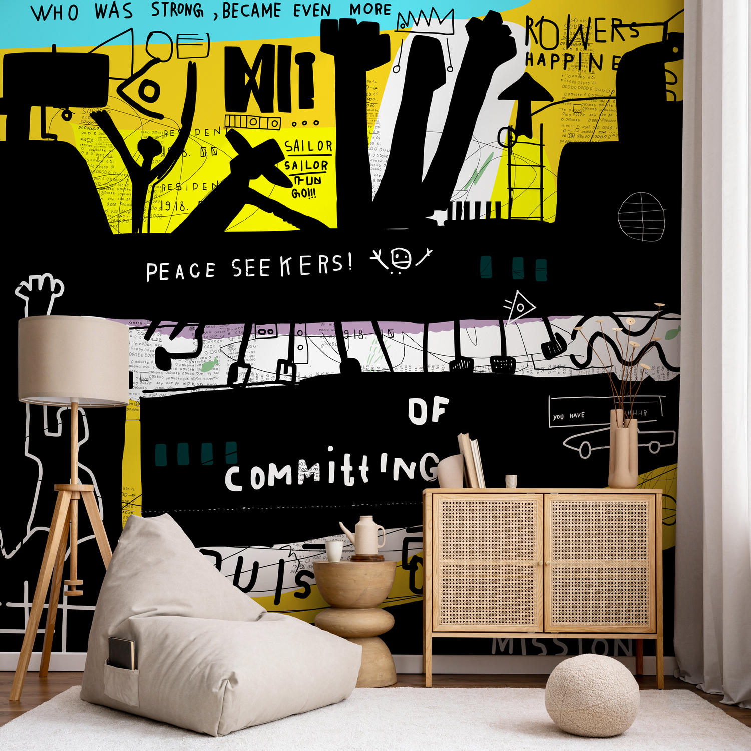 Papier peint décoratif mural, papier peint autocollant, papier peint amovible, décoration d'intérieur, art mural, décoration de chambre / collage, papier peint Street Art - B704