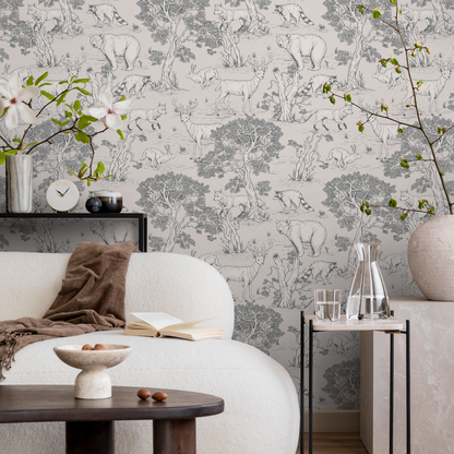 Hand Drawn Removable Wallpaper Scandinavian Wallpaper Temporary Wallpaper Contemporary Wallpaper Peel and Stick Wallpaper Wall Paper - B714