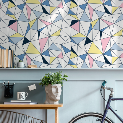 Wall Decor Wallpaper Peel and Stick Wallpaper Removable Wallpaper Home Decor Wall Art Room Decor / Colorful Triangle Wallpaper - B731