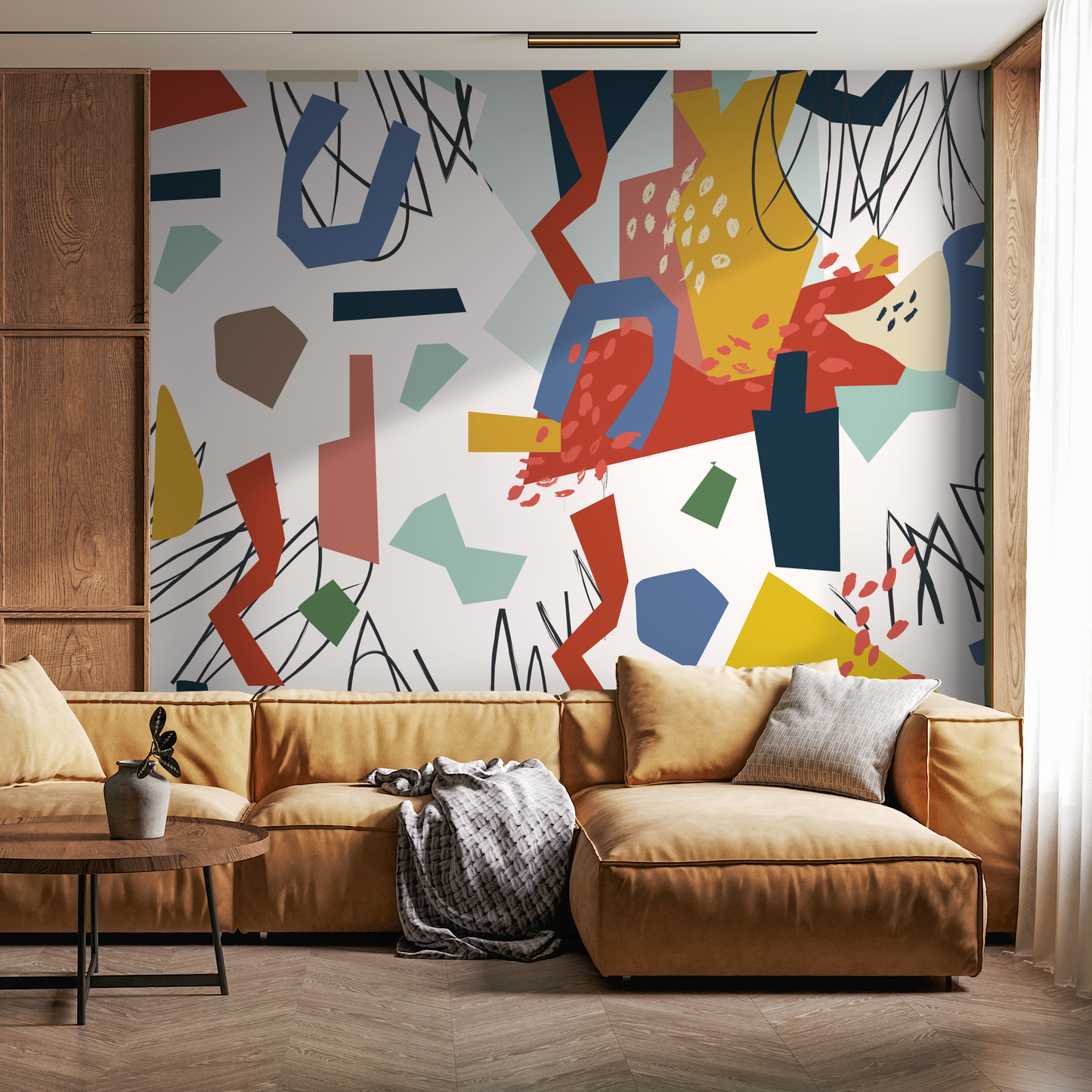 Wall Decor Wallpaper Peel and Stick Wallpaper Removable Wallpaper Home Decor Wall Art Room Decor / Colorful Abstract Mural Wallpaper - B748