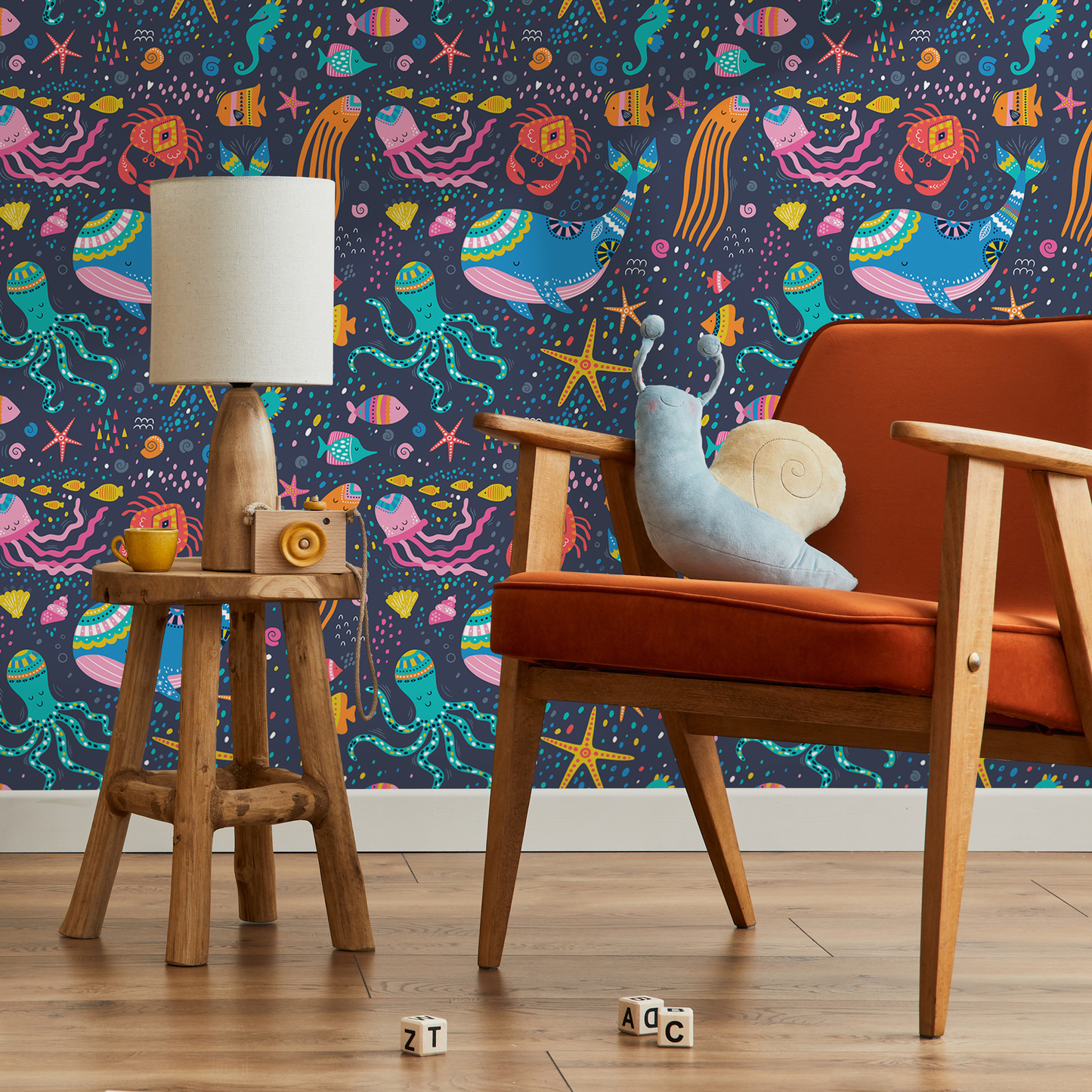 Wallpaper Peel and Stick Wallpaper Removable Wallpaper Home Decor Wall Art Wall Decor Room Decor / Cute Sea Animals Kids Wallpaper - B752