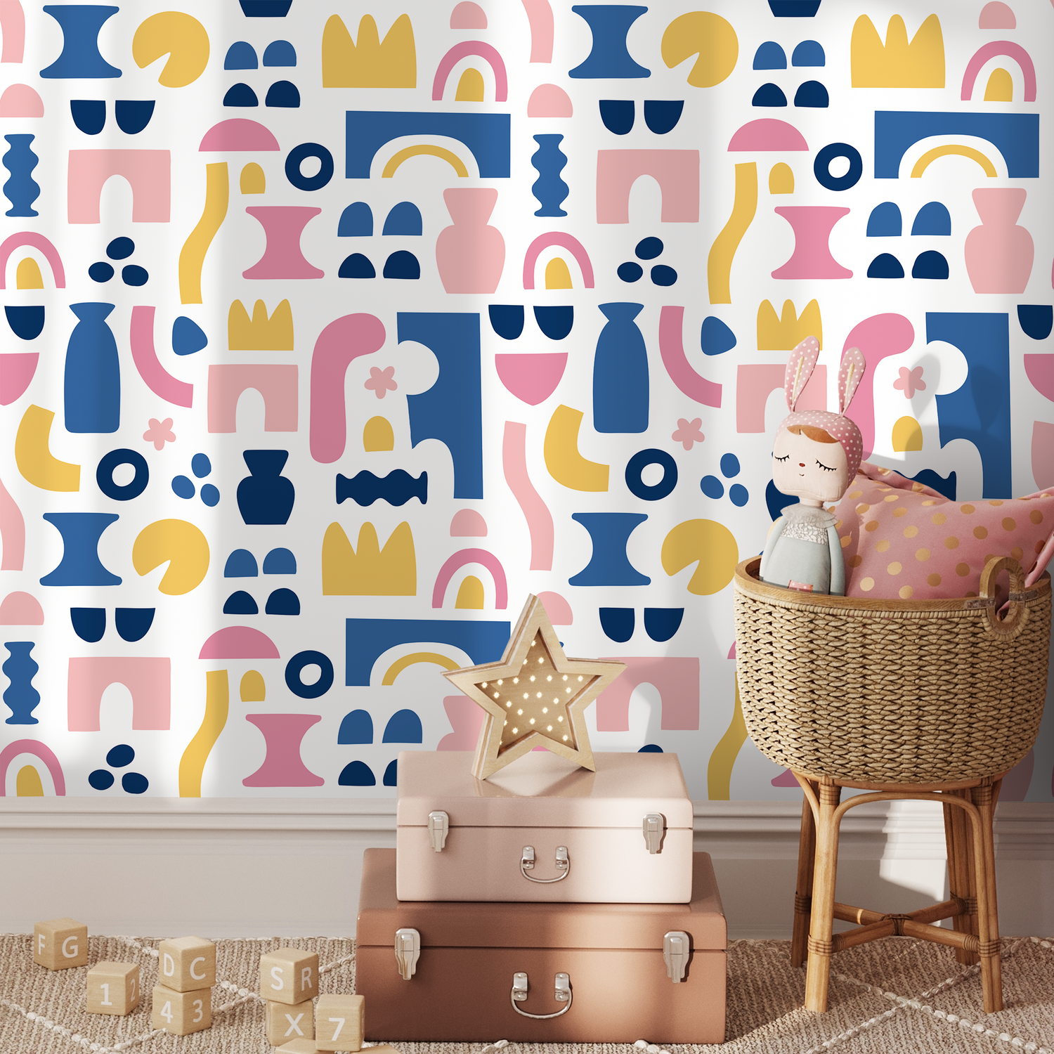 Papel pintado decorativo de pared, autoadhesivo, extraíble, para decoración del hogar, arte de pared, decoración de habitaciones, papel pintado con formas abstractas - B760