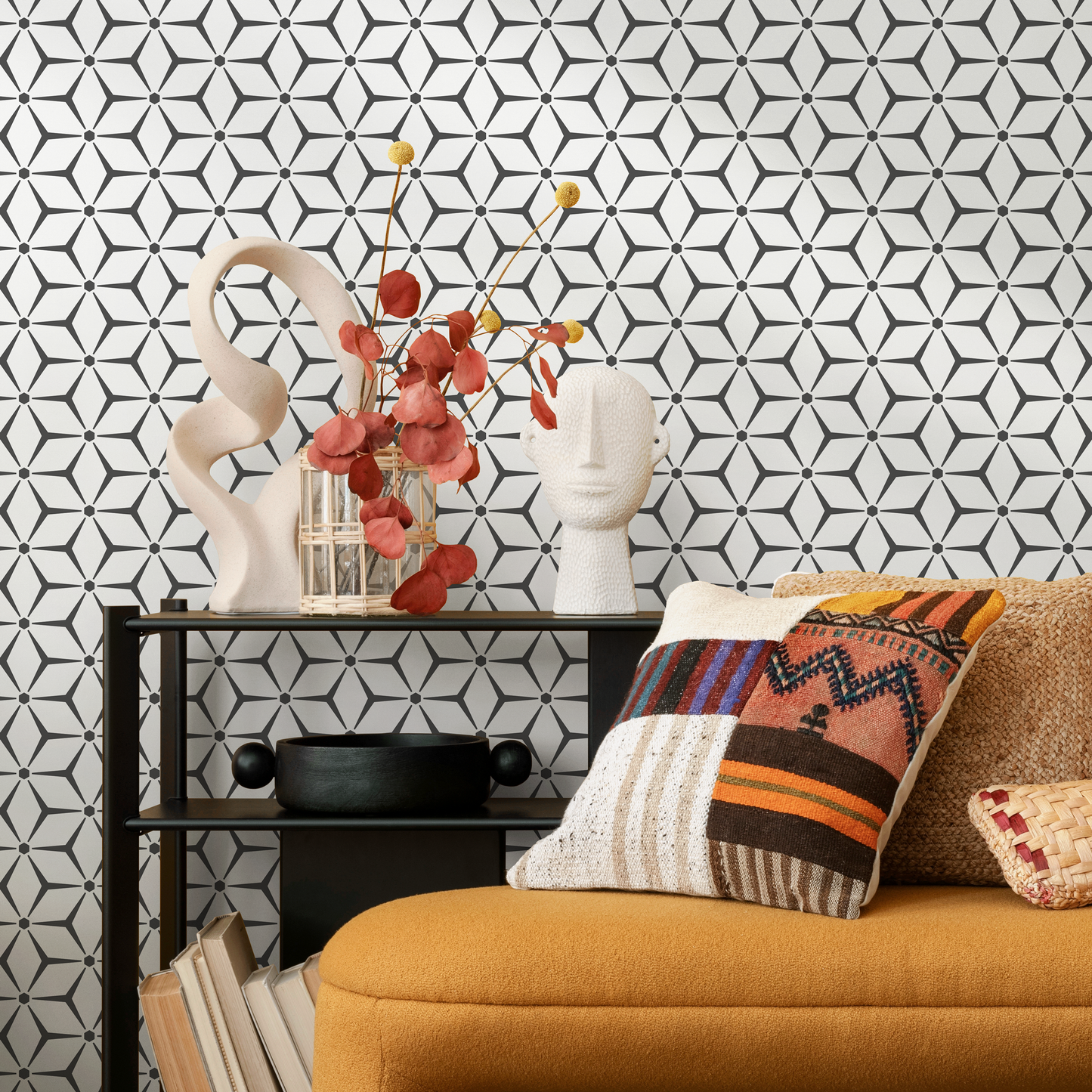 Wallpaper Peel and Stick Wallpaper Removable Wallpaper Home Decor Wall Art Wall Decor Room Decor / Geometric Tile Wallpaper - B791