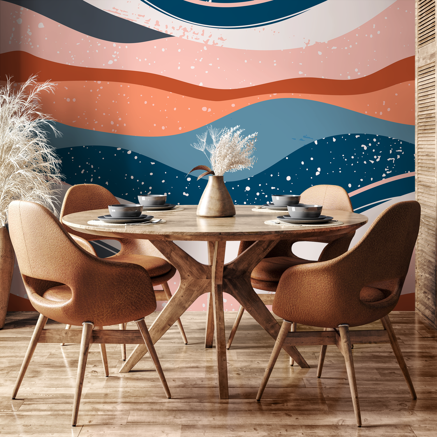 Papel tapiz autoadhesivo, papel tapiz extraíble, papel tapiz autoadhesivo, decoración de pared, decoración del hogar, arte de pared, decoración de habitación / Papel tapiz abstracto con ondas - B842